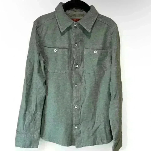 7 For All Mankind Boy’s Green Chambray Long Sleeve Button-Up Shirt - Small - Picture 1 of 4